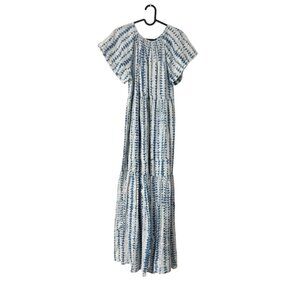 Mirth Blue Tie Dye Tiered Maxi Dress Short Sleeve Womens Size Medium